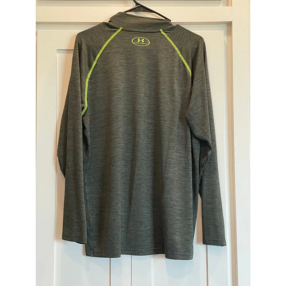 Under Armour Green and Neon 1/4 zip long sleeve Heat Gear Large - Picture 2 of 9